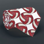 Corbata Voleibol deportivo rojo oscuro y blanco<br><div class="desc">Canto de los deportistas de voleibol - impresión de dos caras. Con un patrón de voleibol deportivo rojo y blanco sobre un fondo blanco. Un gran regalo para un jugador de voleibol, un hincha de voleibol o un entrenador del equipo de voleibol, un divertido diseño deportivo. Hay más colores disponibles...</div>
