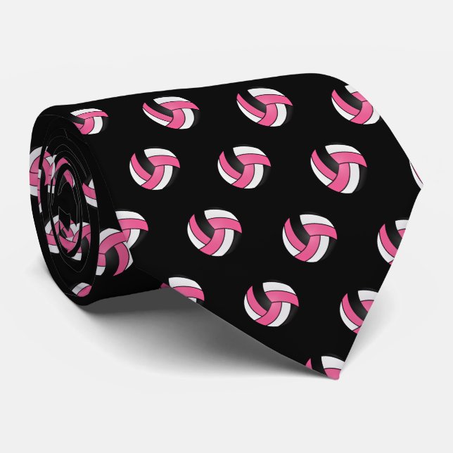 Corbata Voleibol rosa, blanco y negro (Enrollado)