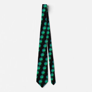 Corbata VORTEX DE LUZ FRACTAL Patrón verde azul negro
