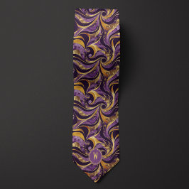 Corbata Vórtex morado y dorado Abstract Necesario