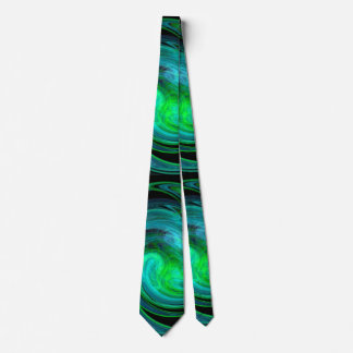 Corbata VORTEX PSICODELIC DE LUZ FRACTAL, verde azul negro