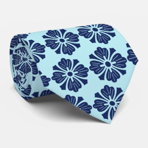 Corbata Wallstreet Hibiscus Foulard Aqua & Navy a dos lado