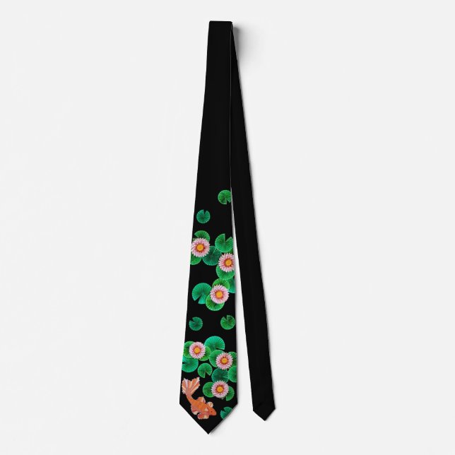Corbata Water Lilis y Koi Fish Tie (Anverso)