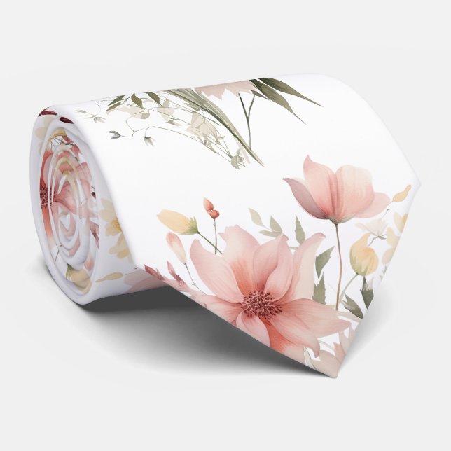 Corbata Watercolor Boho Floral (Enrollado)
