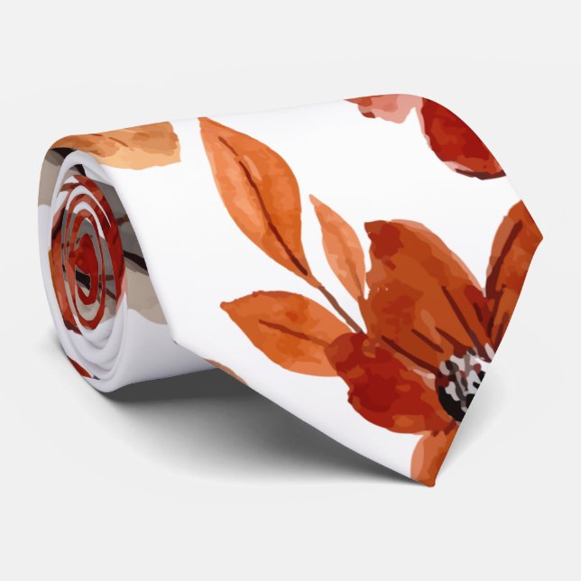 Corbata Watercolor brown  floral pattern (Enrollado)