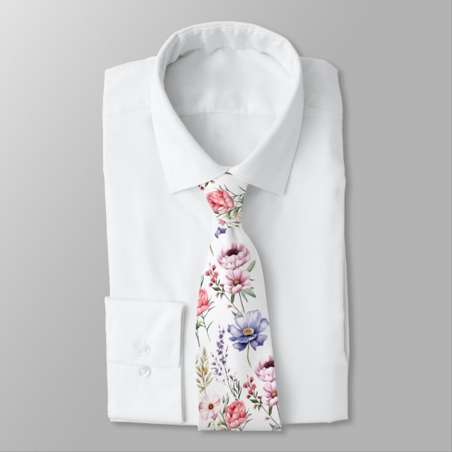 Corbata Watercolor Elegante Pastel Florals (Atado)
