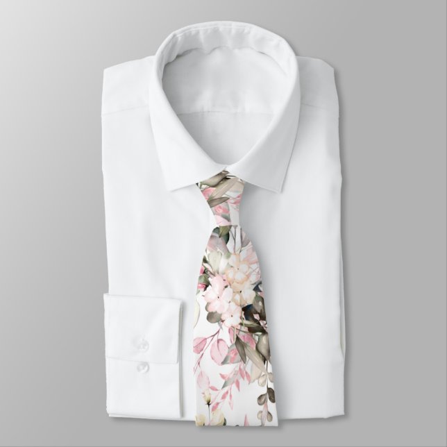 Corbata Watercolor elegante rosa blush goma eucalipto cuel (Atado)