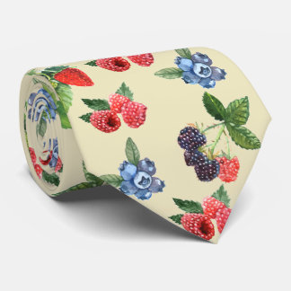 Corbata Watercolor Fresa Raspberry Curva Patrón