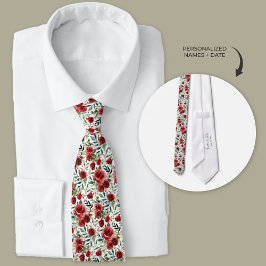 Corbata Watercolor Garden Rosas Groomsmen Neck Tie