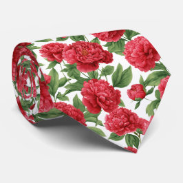 Corbata Watercolor Red Peony Floral Pattern