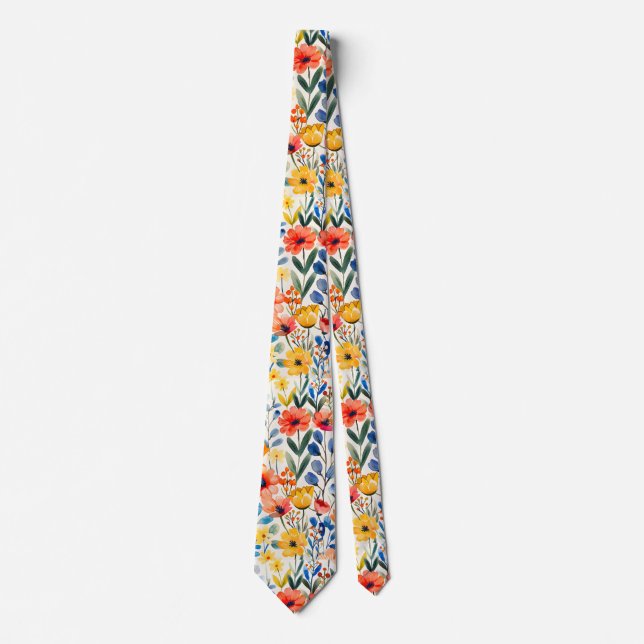 Corbata Watercolor Spring Wildflowers Background-99034 (Anverso)