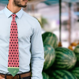 Corbata Watermelon Monogram Funny Fruit Slice Polkadot