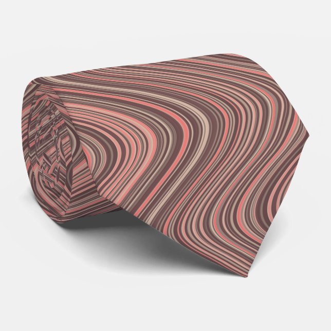Corbata Wavy Lines in Light Brown and Pink (Enrollado)