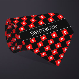 Corbata Wavy Switzerland Flag Pattern