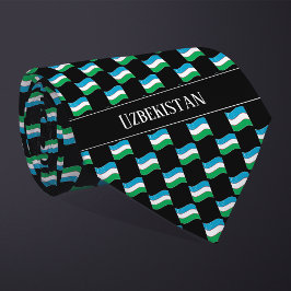 Corbata Wavy Uzbekistan Flag Pattern 