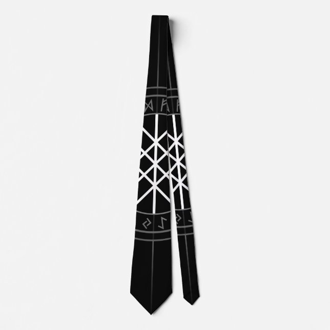 Corbata Web de Wyrd la matriz del sino blanco y negro (Anverso)