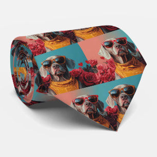 Corbata Weimaraner con rosas del corazón Día de San Valent