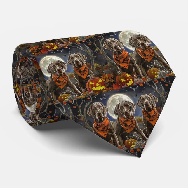 Corbata Weimaraner Halloween Espeluznante (Enrollado)