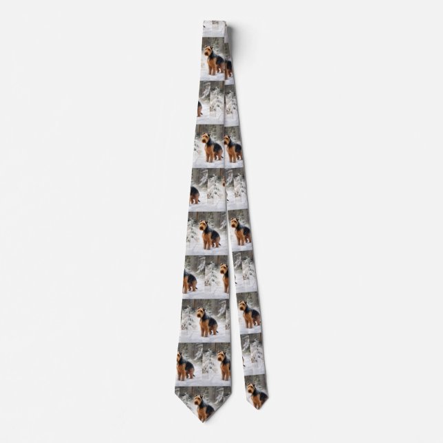 Corbata Welsh Terrier Deja que nieve Navidad  (Anverso)