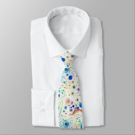 Corbata Whimsical Bright Colorful Trees White