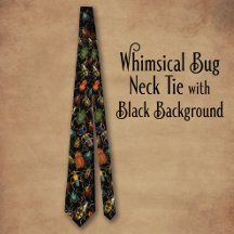 Whimsical Bug Neck Tie con fondo negro