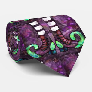 Corbata Whimsical Halloween Witch Boots Purple Green