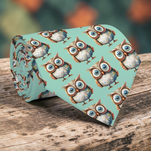 Corbata Whimsical Owl Custom Necktie Tie (Subido por el creador)