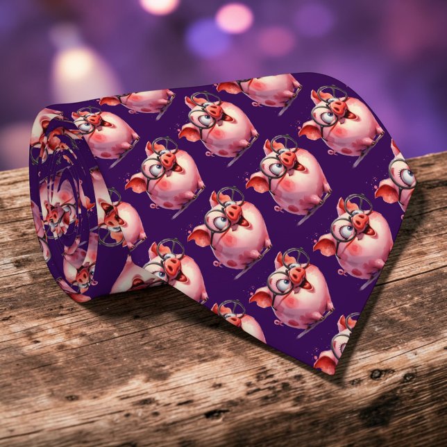 Corbata Whimsical Pig Custom Necktie Tie (Subido por el creador)