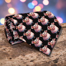 Corbata Whimsical Pig Custom Necktie Tie