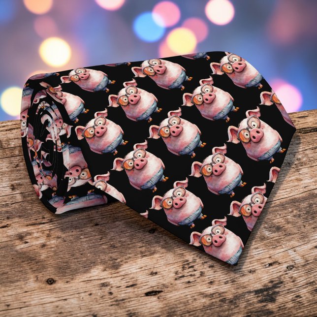 Corbata Whimsical Pig Custom Necktie Tie (Subido por el creador)