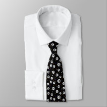 Whimsical Skull Print Black Tie