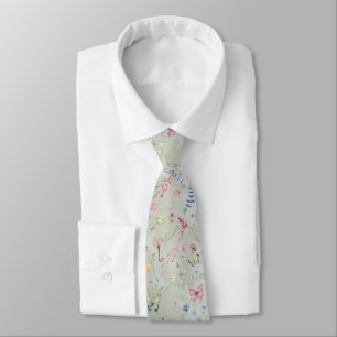 Corbata Whimsical Wildflower Mint Cuello