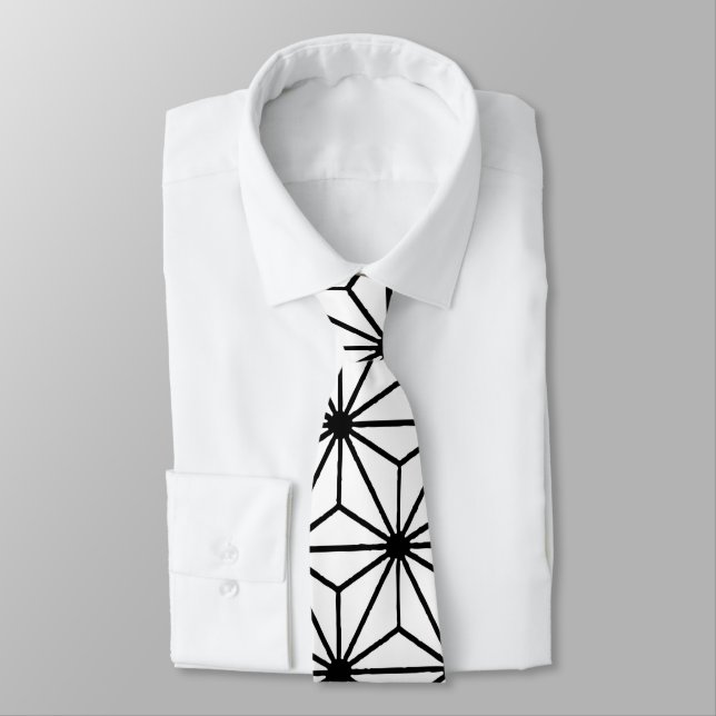 Corbata White and Black Art Deco Style Triangles Pattern (Atado)