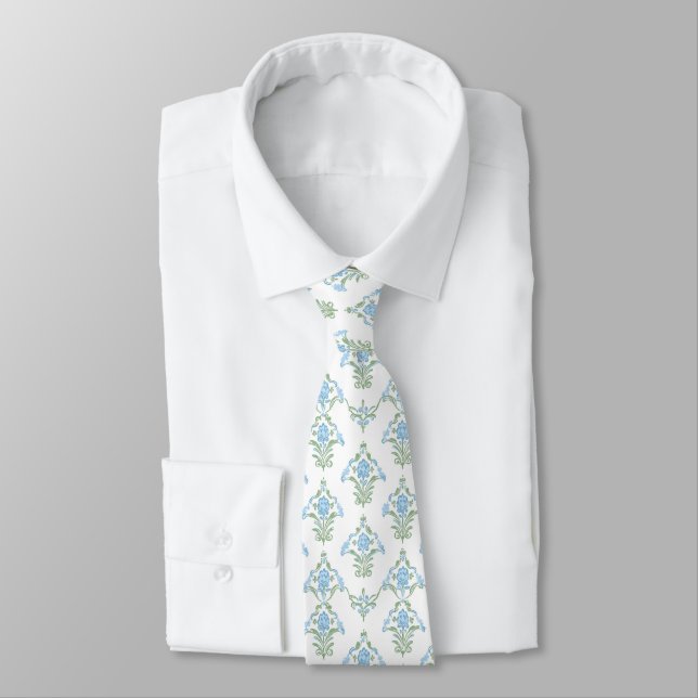 Corbata White blue green pattern neck tie (Atado)