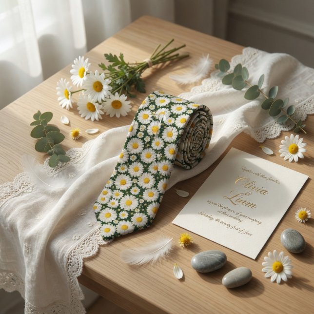Corbata White Daisy Floral Wedding (Subido por el creador)