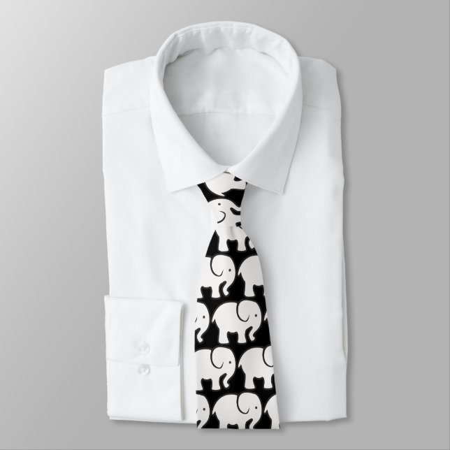 Corbata White Elephants Design Necktie (Atado)