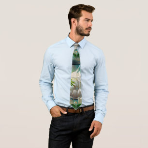 Corbata White Lotus Neck Tie