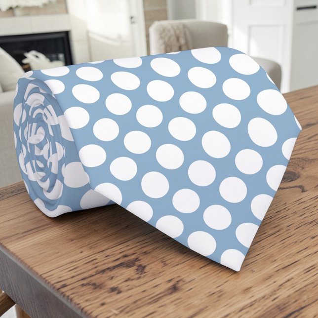 Corbata White Polka Dots on Baby Blue Custom Necktie (Subido por el creador)