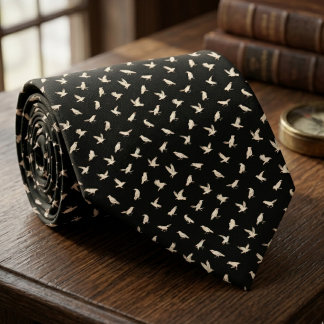 Corbata White Raven Bird Pattern – Gothic Groom Gift