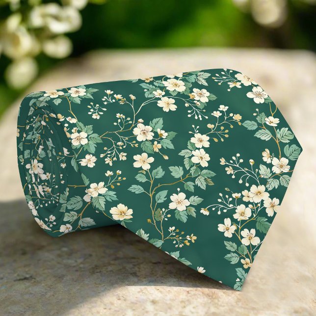 Corbata Wild Florals Leaves Nature Green Pattern (Subido por el creador)