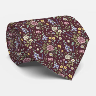 Corbata Wildflower Faux Silk Jardín Inglés Caballero