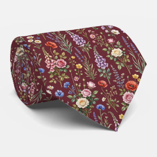 Corbata Wildflower Faux Silk Jardín Inglés Caballero