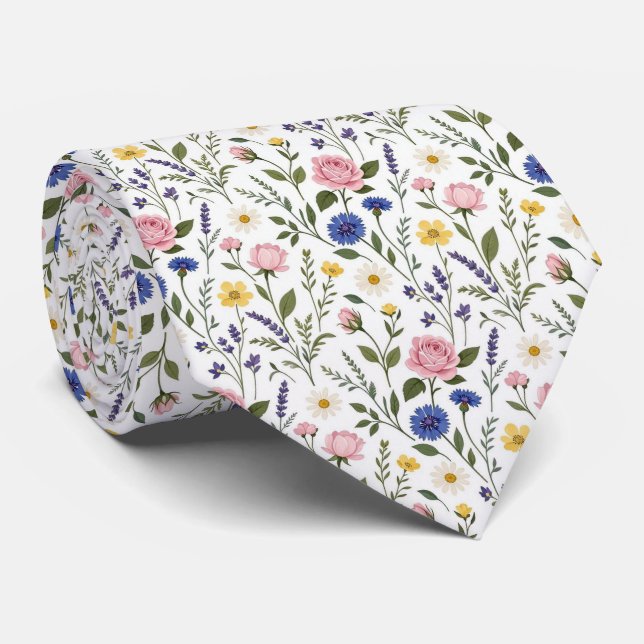 Corbata Wildflower Faux Silk | Jardín Inglés Caballero (Enrollado)