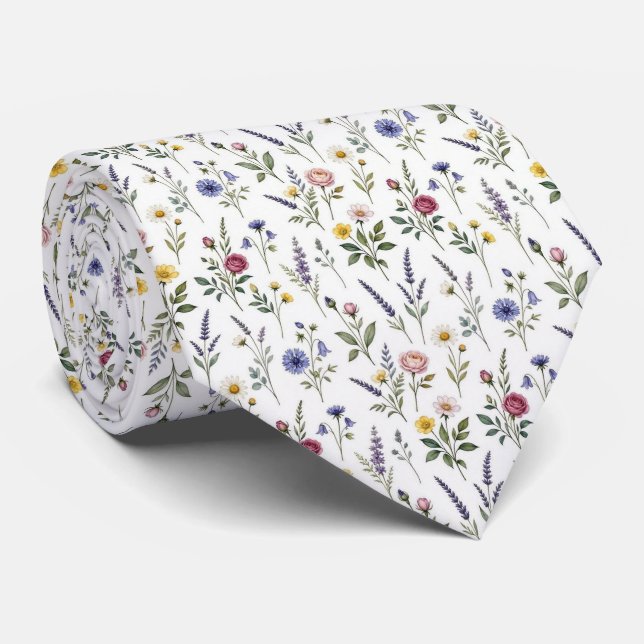 Corbata Wildflower Faux Silk | Jardín Inglés Caballero (Enrollado)