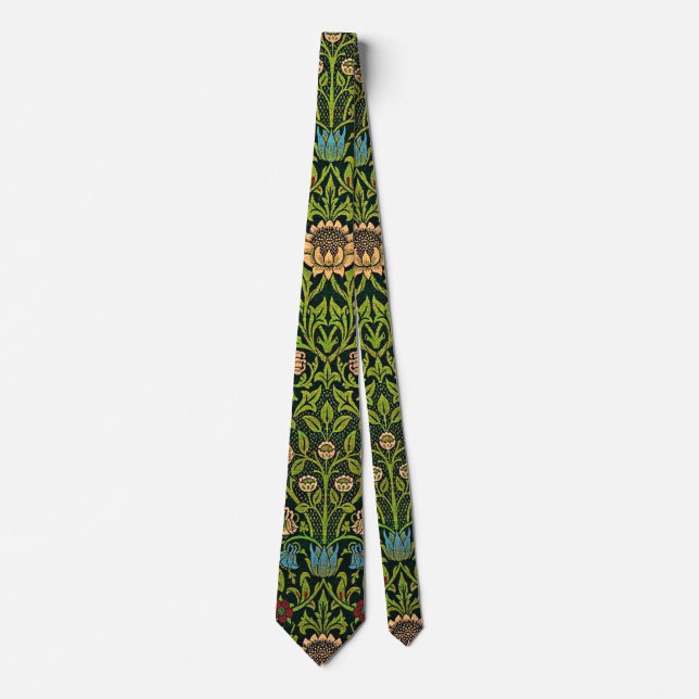 Corbata William Morris - Columbine, verde oscuro, Case-Mat (Anverso)