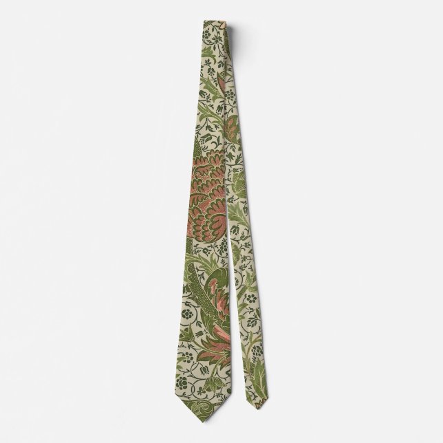 Corbata William Morris Cray Sage Flor Floral Botánica (Anverso)
