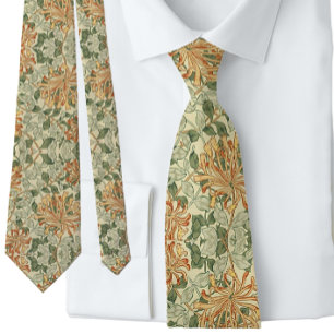 Corbata William * Morris Melocotón Verde Floral