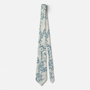 Corbata William Morris Wallflower damasco azul floral