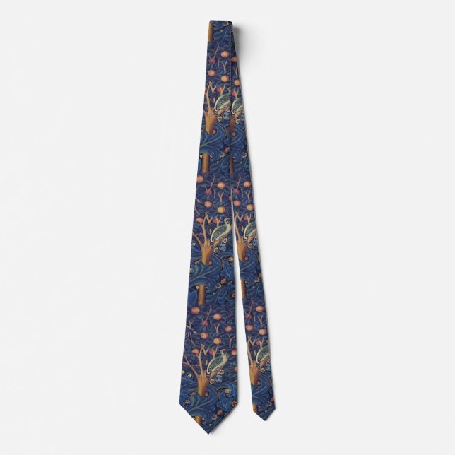 Corbata William Morris Woodpecker Tapestry Arts & Crafts (Anverso)