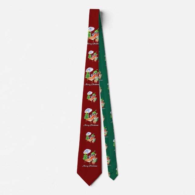 Corbata Wine Red Jolly Merry Christmas Chili (Anverso)